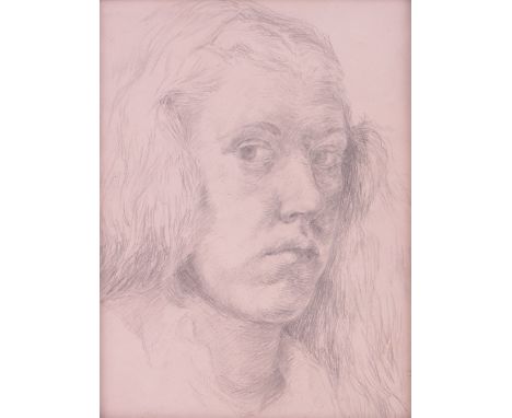 Rosalind Dease
pencil, head portrait, Royal College of Art Exhibition label verso, 8.5" x 6.5" framed