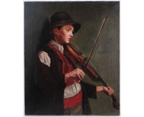 Italian School,
Oil on canvas, Portrait of a young violinist, unsigned, 24" x 20" unframed