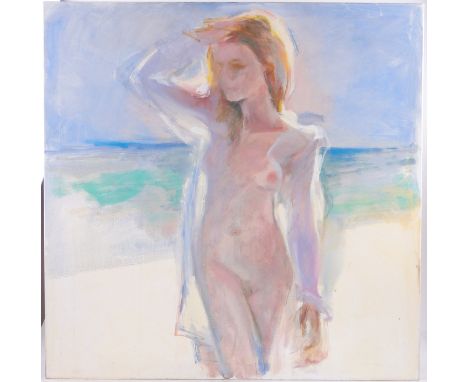 Michael Coote
oil on canvas sketch, female nude at the beach & 3 various pastel drawings (4)