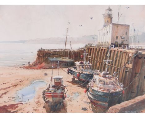Neil Westwood
Watercolour, "Early morning light, Scarborough" signed, 15" x 18.5" framed