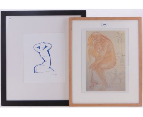 Tom Merrifield (born 1932)
lithograph "The Bather" signed in pencil, No 46/150, 13.5"x 9" & a colour print after Modigliani, 