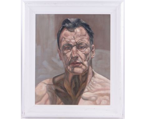 Oil on canvas laid on board,
portrait of Lucien Freud, unsigned, 24" x 20" framed