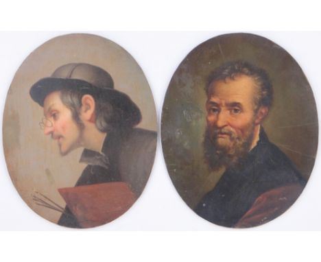 Rodolfo Paoletti (Italian 1866-1939),
Pair of oils on board, portrait of an artist, & portrait of a bearded man, inscribed ve