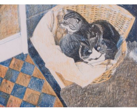 Daphne Sandham
Colour lithograph "A Basket of Cats" signed in pencil No. 9 / 30, i 11.5" x 15" framed