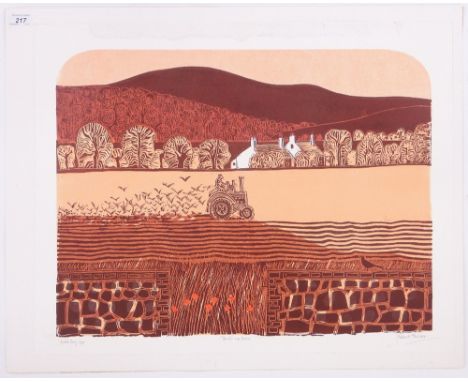 Robert Tavener
Colour lino-cut print, tractor & downs, artist's proof signed in pencil No. 1 / 75, i 18" x 23" unframed