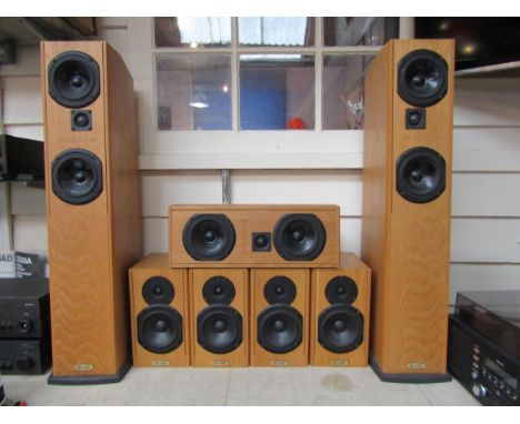 Ruark hi-fi surround sound speakers comprising a pair of Prologue One floorstanding speakers, four Epilogue bookshelf speaker