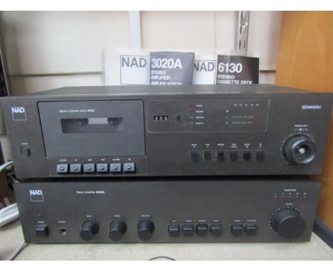 Two NAD hi-fi seperates to include 3020A stereo amplifier and 6130 stereo cassette deck (2) 