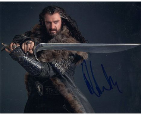 Lord of the Rings movie star Richard Armitage as Thoren Oakenshield signed 8x10 photo from The Hobbit: Battle of the Five Arm