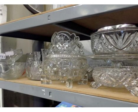 Shelf of crystal and glass. Not available for in-house P&amp;P 
