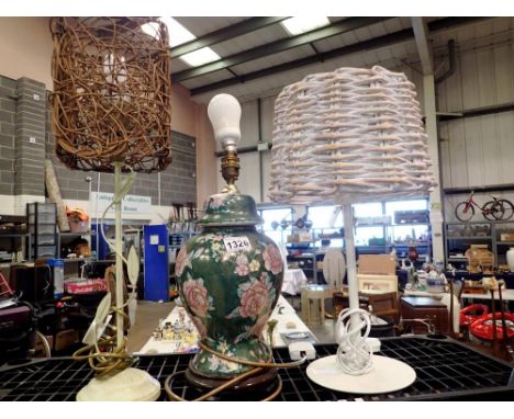 Three mixed table lamps. All electrical items in this lot have been PAT tested for safety and have passed. This does not conf