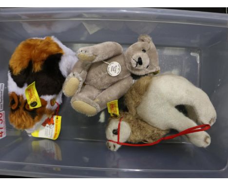 Three Steiff animals, guinea pig, Richard Steiff teddy and a camel. UK P&amp;P Group 2 (£20+VAT for the first lot and £4+VAT 