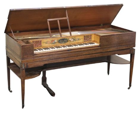 *Square piano. A mahogany square piano by Masterman & Company, circa 1820, 5 1/2 octave keyboard, manuscript serial no. 976 a