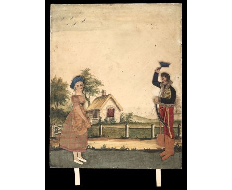 * Smart (George, 1774-1846). The Soldier and the Maid, circa 1817, moveable watercolour and collage picture on card, includin