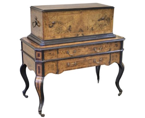 * Swiss Musical Box. A rare lever wind interchangeable orchestrion with integral two-drawer stand, attributed to B.A. Bermond