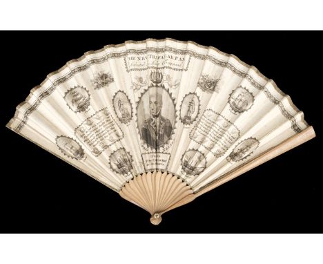 * The New Trafalgar Fan, Dedicated to Lady Collingwood, no publisher, circa 1805, engraved folding paper fan, with an oval po