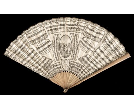 * The New Country Dance Fan, for 1803, no publisher, [1803], folding paper fan, etched with a central oval of 3 young female 