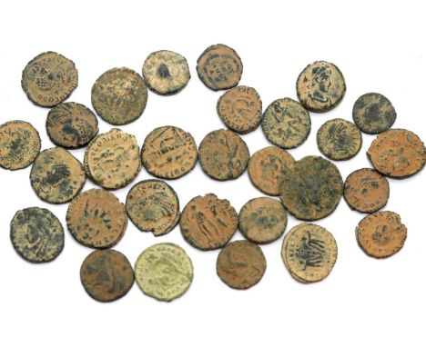 Thirty mixed Roman bronze coins. P&amp;P Group 1 (£14+VAT for the first lot and £1+VAT for subsequent lots) 