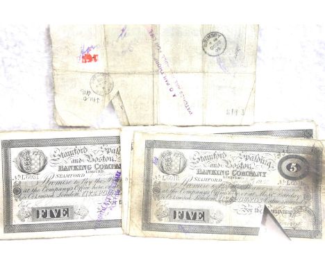 Twenty Spalding and Boston £5 notes. P&amp;P Group 1 (£14+VAT for the first lot and £1+VAT for subsequent lots) 