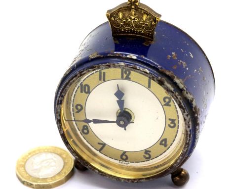 Vintage coronation bedside clock. P&amp;P Group 1 (£14+VAT for the first lot and £1+VAT for subsequent lots) 