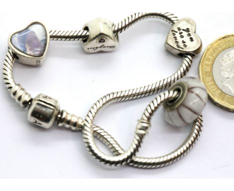 Pandora charm bracelet with charms. P&amp;P Group 1 (£14+VAT for the first lot and £1+VAT for subsequent lots) 