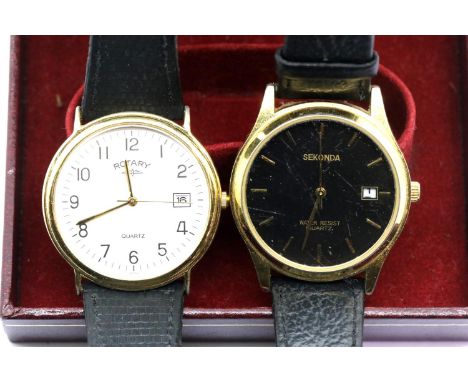Quartz boxed Rotary wristwatch requiring a battery and a Sekonda example. P&amp;P Group 1 (£14+VAT for the first lot and £1+V