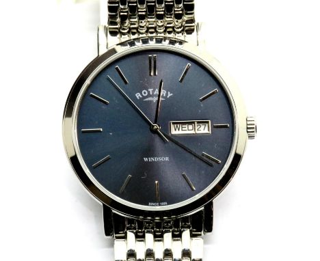 Gents Rotary Windsor day/date wristwatch. P&P Group 1 (£14+VAT for the first lot and £1+VAT for subsequent lots)Condition Rep