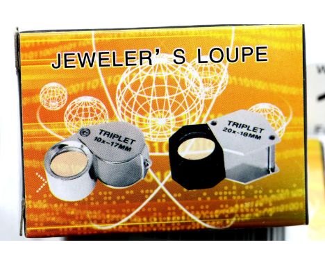 Four new old stock 30x21 triplet jeweler's loupes. P&amp;P Group 1 (£14+VAT for the first lot and £1+VAT for subsequent lots)