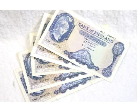 Five Lion and Key £5 notes. P&amp;P Group 1 (£14+VAT for the first lot and £1+VAT for subsequent lots) 