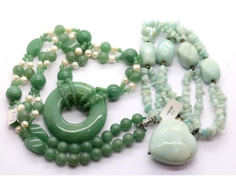 Two heavy jade necklaces. P&amp;P Group 1 (£14+VAT for the first lot and £1+VAT for subsequent lots) 
