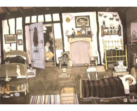 Graham Clarke (1947-) limited edition print, Are They?, 145/300, signed in pencil, 40 x 34 cm. Not available for in-house P&a
