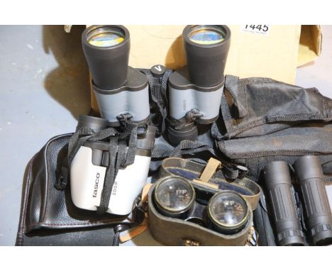 Four pairs of binoculars including Tasco, Vivitar and vintage. P&amp;P Group 2 (£18+VAT for the first lot and £3+VAT for subs