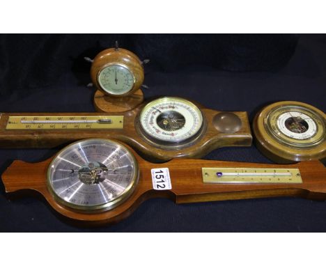 Four mixed barometers, tallest H: 46 cm. P&amp;P Group 3 (£25+VAT for the first lot and £5+VAT for subsequent lots) 
