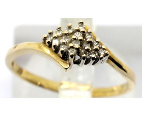 9ct gold diamond set ring, size N, 1.8g. P&amp;P Group 1 (£14+VAT for the first lot and £1+VAT for subsequent lots) 