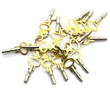 Set of fourteen different sized pocket watch keys. P&amp;P Group 1 (£14+VAT for the first lot and £1+VAT for subsequent lots)