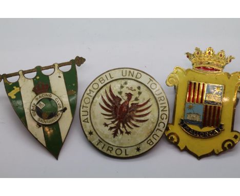 Three European car club badges. P&amp;P Group 1 (£14+VAT for the first lot and £1+VAT for subsequent lots) 
