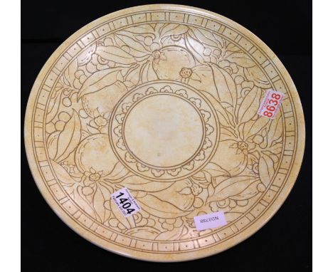 Large Bursley Ware Charlotte Rhead ceramic charger, D: 45 cm. P&amp;P Group 3 (£25+VAT for the first lot and £5+VAT for subse