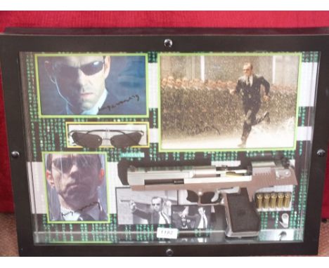 A presentation case dedicated to the "Matrix" Hugo Weaving (Agent Smith), number 001 by Reel Surplus (Props ad Personal Effec