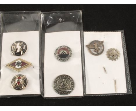 Five German (PATTERN) badges with two tie pins