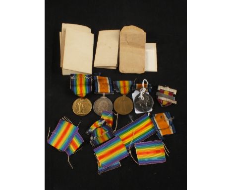 A WWI pair to 6052 Pte. A.E. Woodward Glouc. R. with his brothers, 2341 Cpl. S. Woodward, Essex Yeo with K.I.A. papers to 202