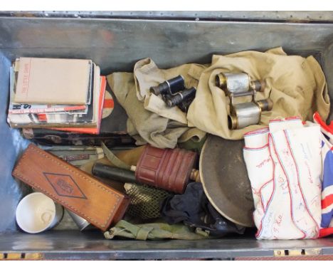 A large Officer's trunk with contents of military related items