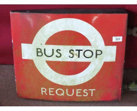 A London Transport double sided enamel request bus stop sign