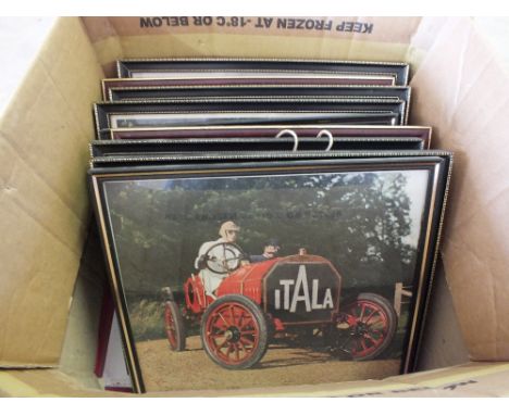 Ten various colour framed photographs of vintage cars