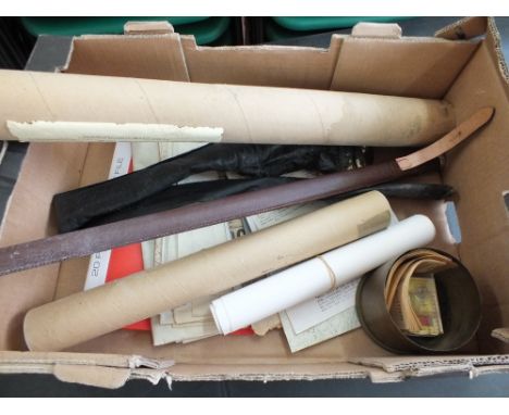 A mixed lot, including a British Officer's sword scabbard and ephemera relating to Brigadier B.L. Rigby CBE etc