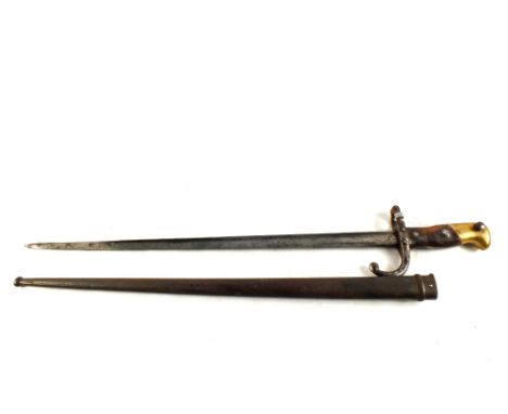 A French Gras bayonet dated 1885 with scabbard