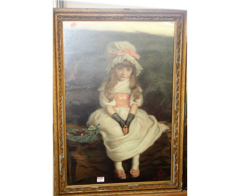 A framed Pears print of a seated young girl, 69 x 46cm