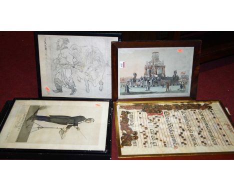 Six various pictures and prints, to include George Belcher - print of Joseph in the Iviney, Japanese framed print, signed in 