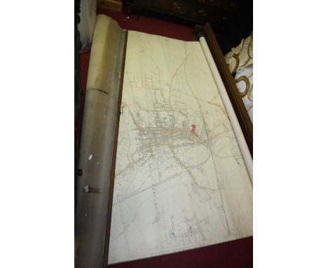 A large linen-backed 1920s map of Bury St Edmunds and the surrounding areas, printed and published by The Director General at