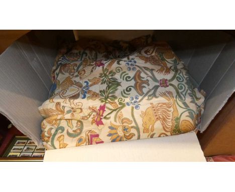 One box containing a quantity of good quality decorated and lined curtainsVery very heavy all lined. Two very large pairs eac