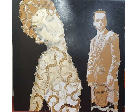 Julien Deligne (b.1959) - Untitled, mixed media on wood panel, 200 x 200cm