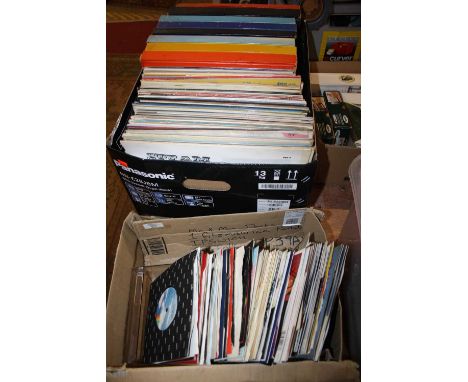 Two boxes containing a quantity of LPs and EPs including Railways Round the Clock, Jimmy Young etc